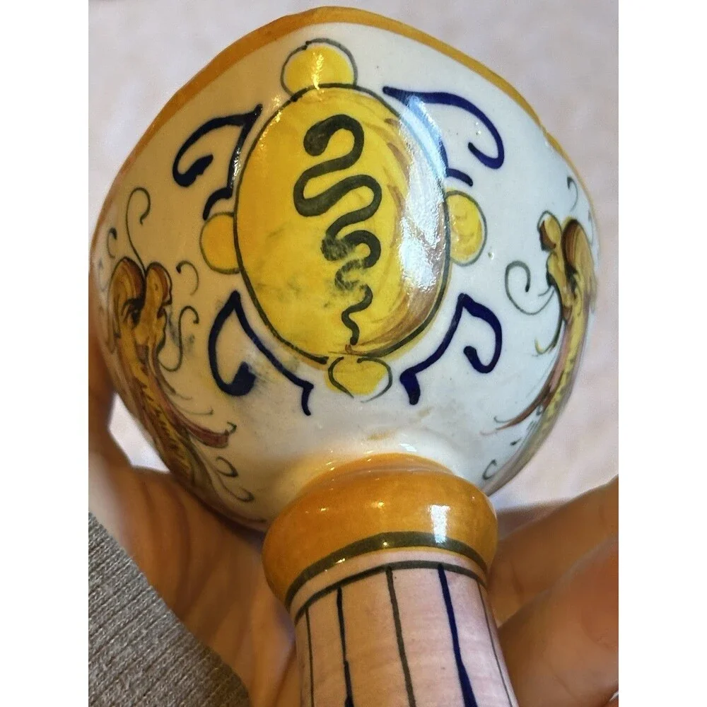 Italian pottery candle holder Buona Notte 629 Italy art dragon vintage